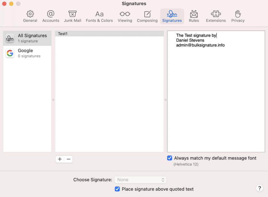 Email Signature in Apple Mail