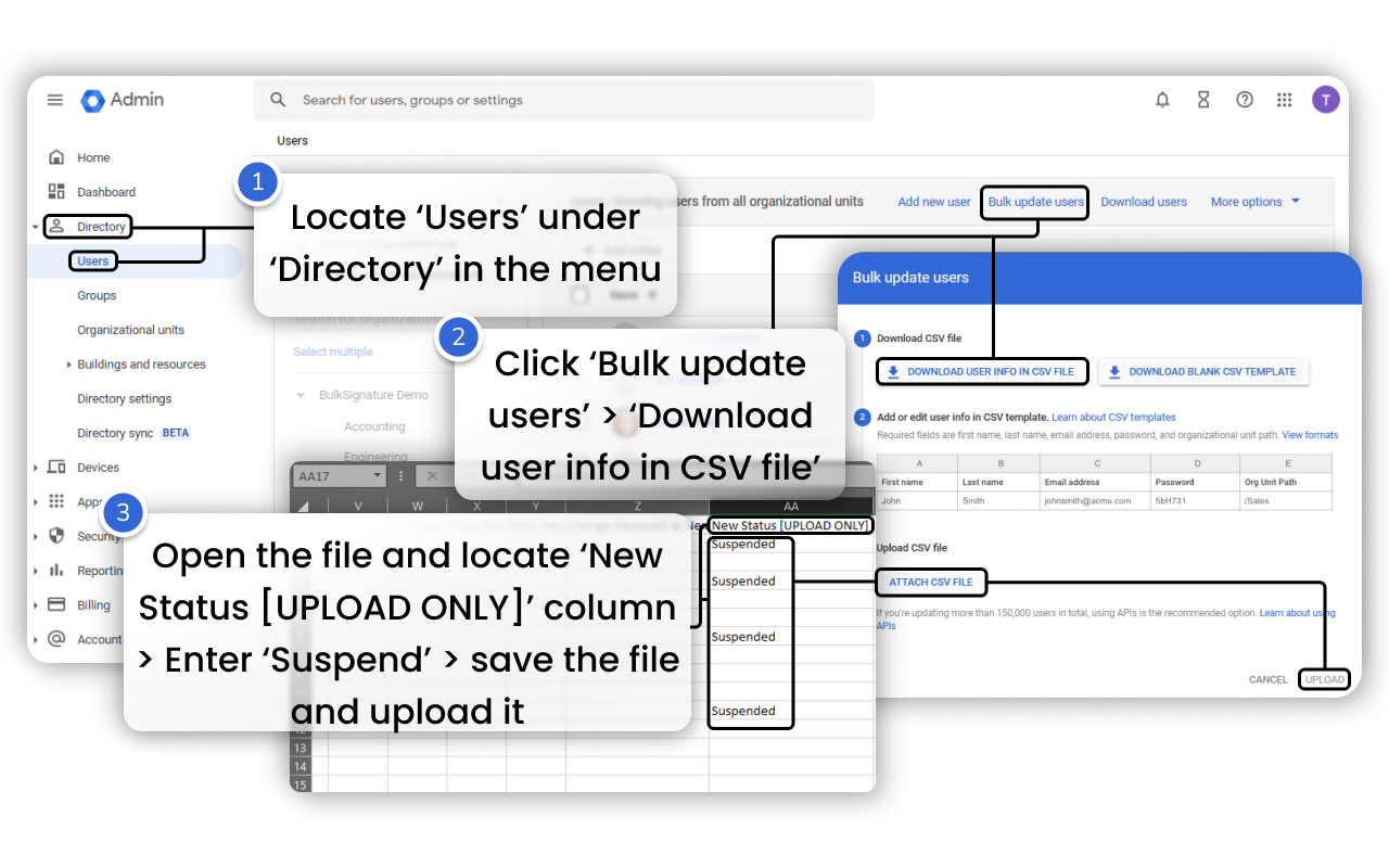 How to suspend users in bulk in Google Admin console