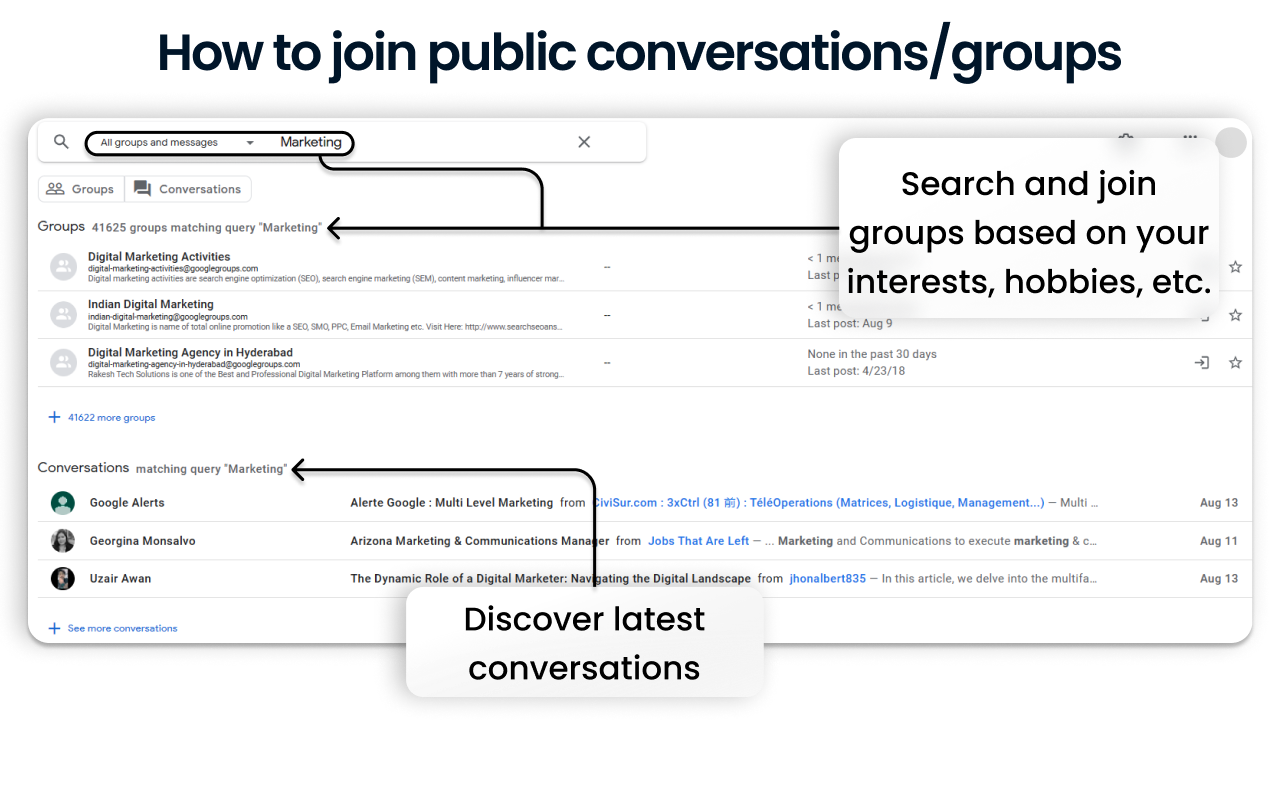 How to join public groups and conversation based on your interests on Google Groups