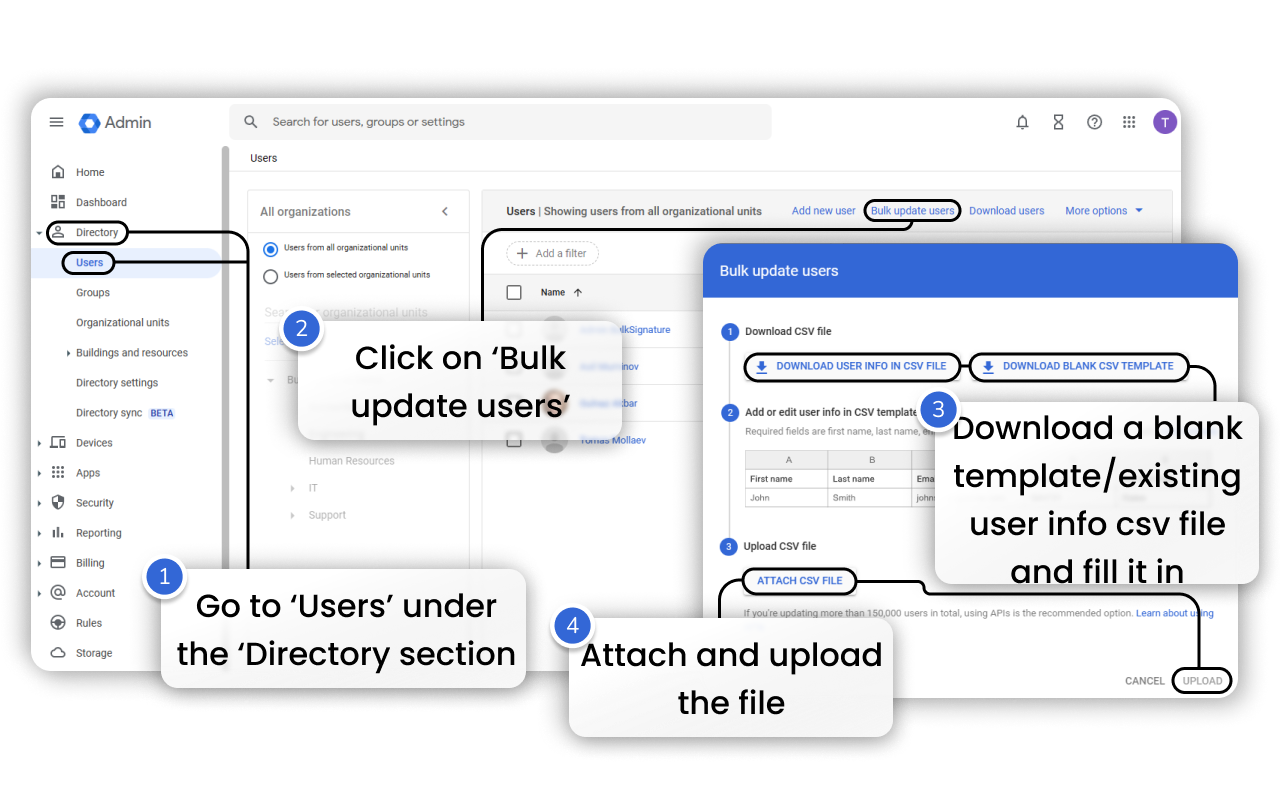 How to update user info in bulk in Google Workspace (Google Admin Console)