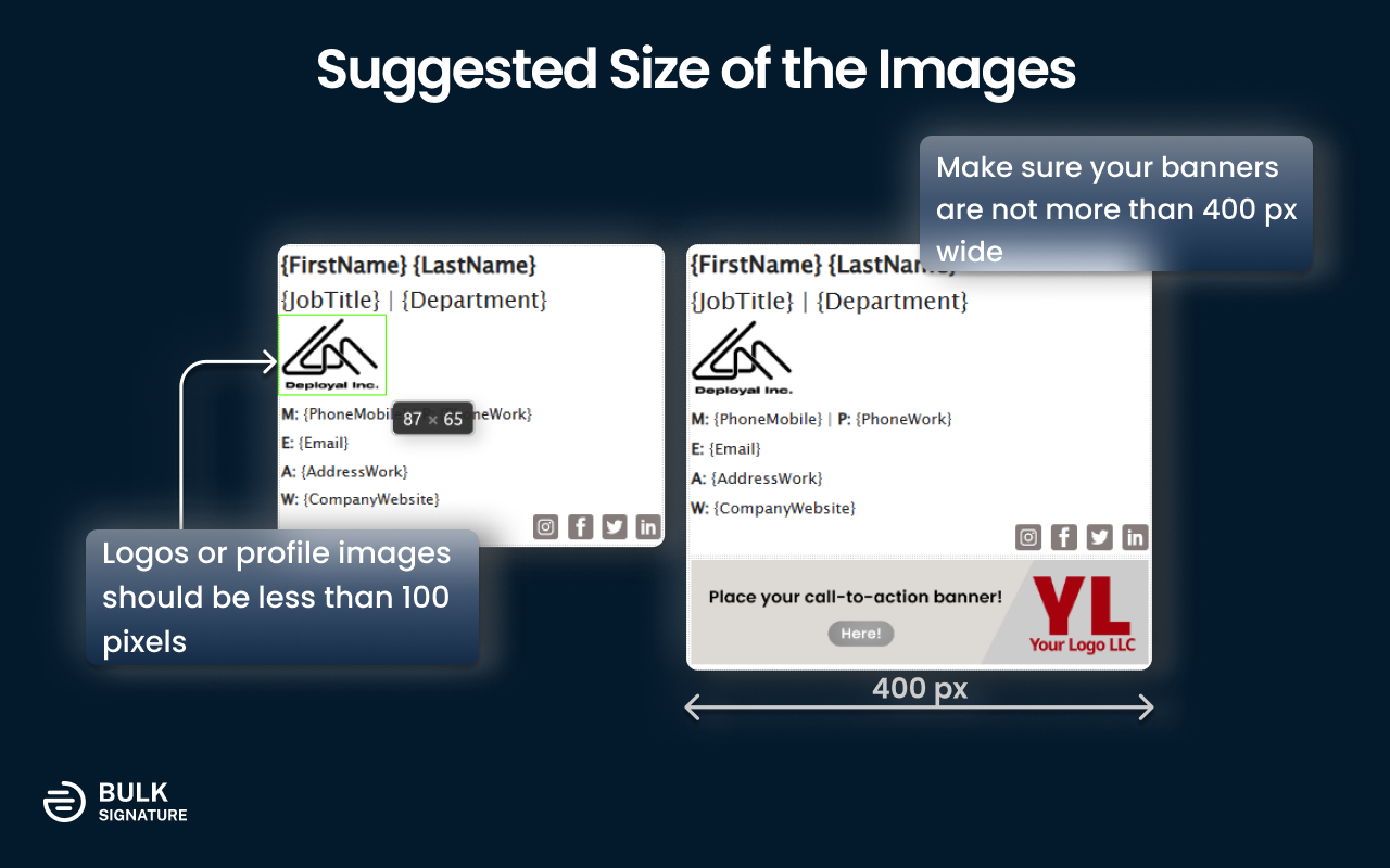 Suggested size of images for email signatures that are compatible with mobile devices