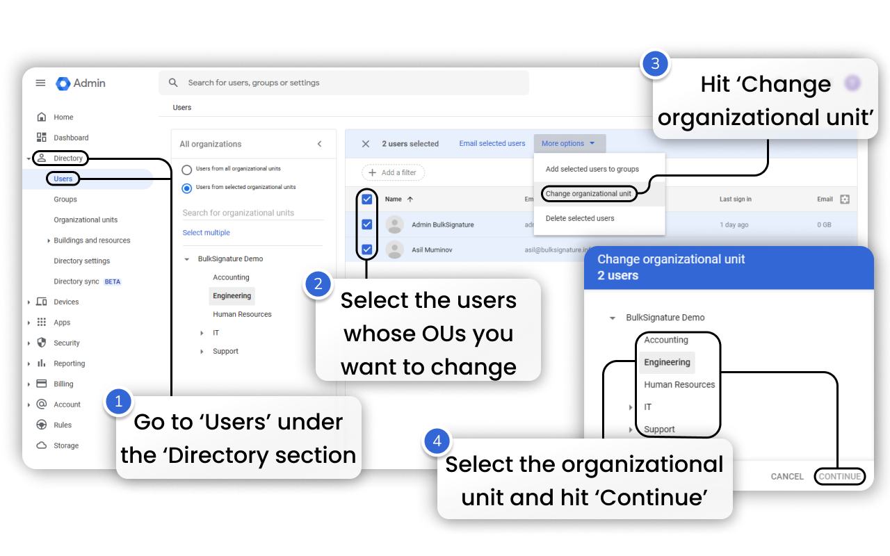 How to change users' organizational units in Google Workspace (Google Admin Console)